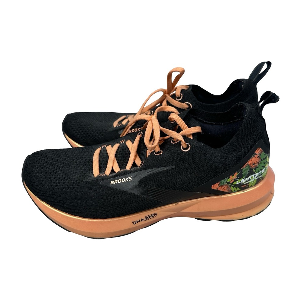 Brooks Levitate 3 Limited Edition Womens Running Shoes 8 Black Orange Floral - Picture 3 of 8